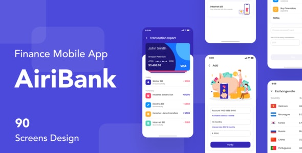 AiriBank - 金融理财保险企业移动 App UI 套件