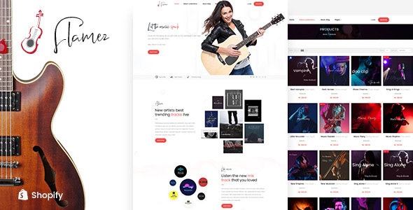 Flamez - 音乐乐器在线商店网站 Shopify 模板-云模板