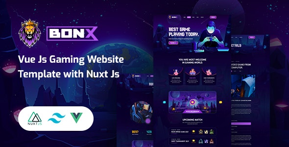 Bonx - Vue Js 游戏电玩社区网站Nuxt Js模板-云模板