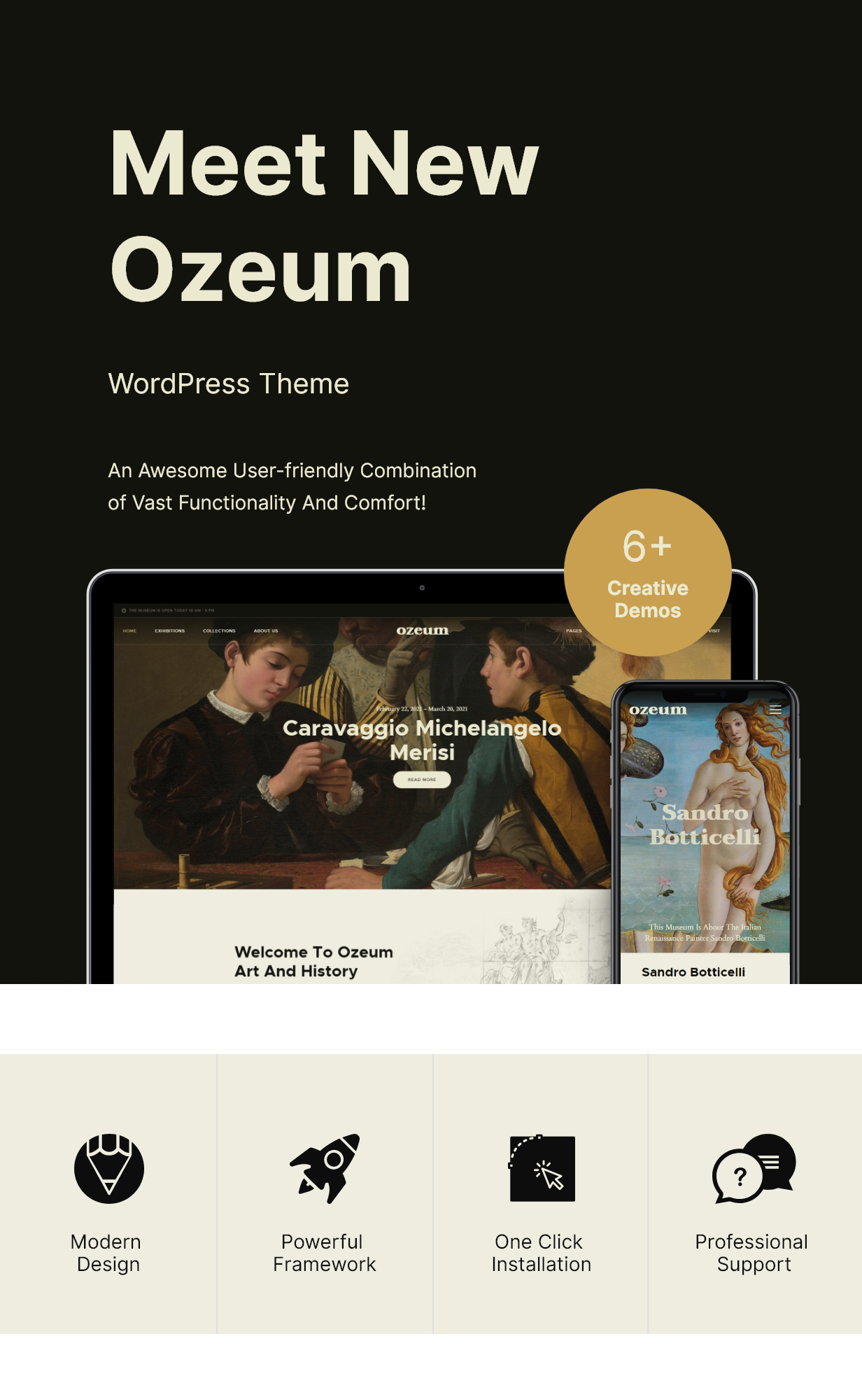 Ozeum - Modern Art Gallery and Creative Online Museum WordPress Theme +RTL