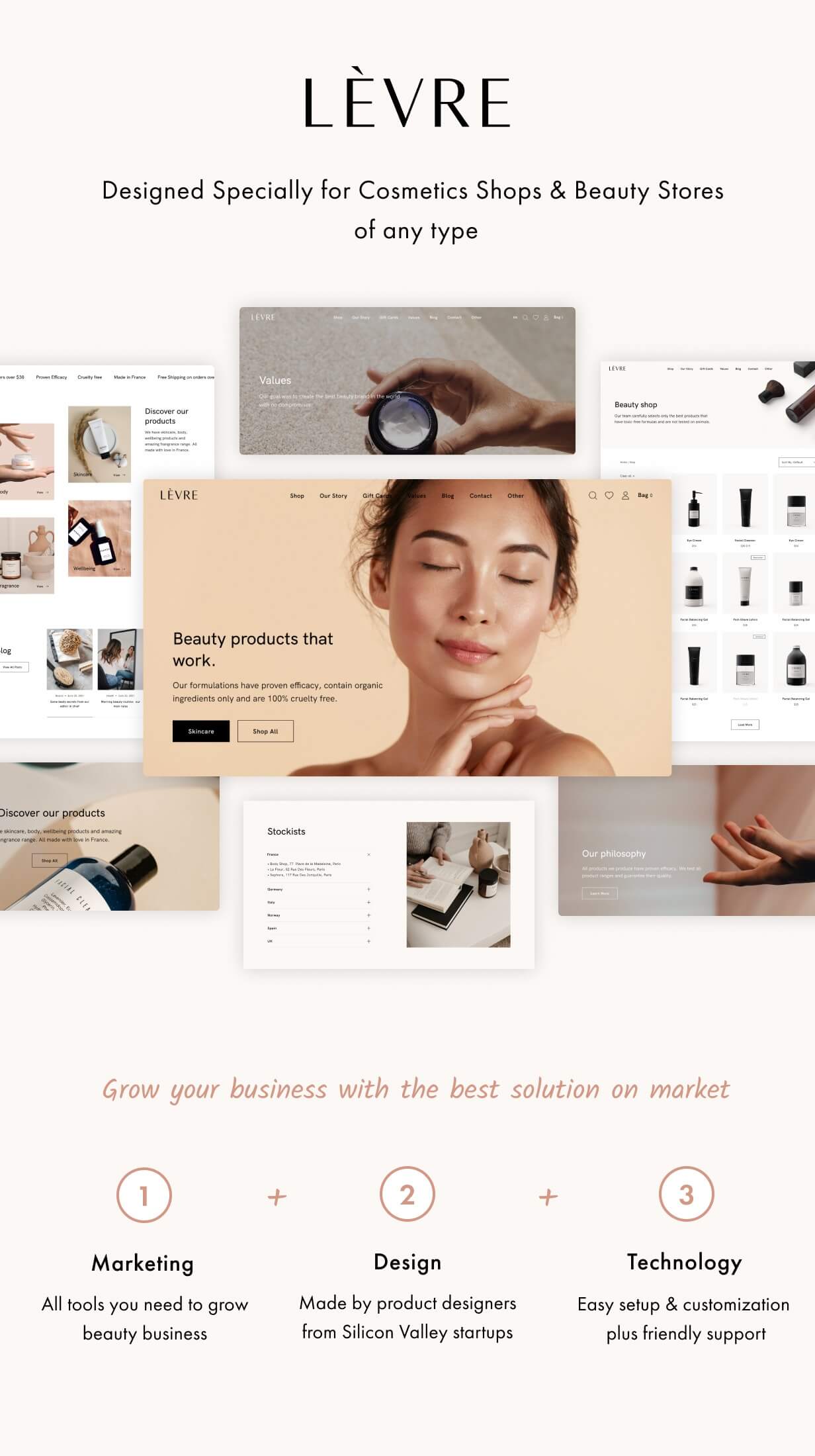 Levre - 化妆品美容护理用品商店WordPress模板