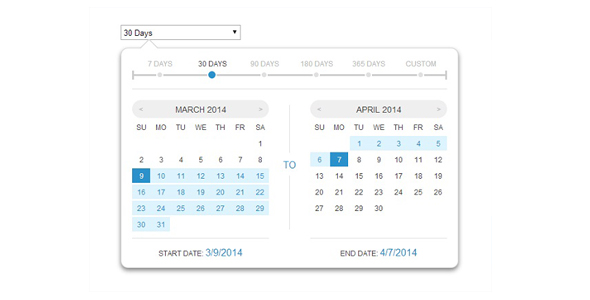 HTML5/CSS3带日期区间的日期选择插件