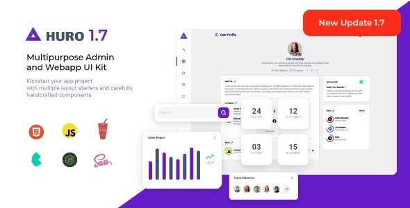 Huro - 管理员网站后台设计 Webapp UI Kit 套件