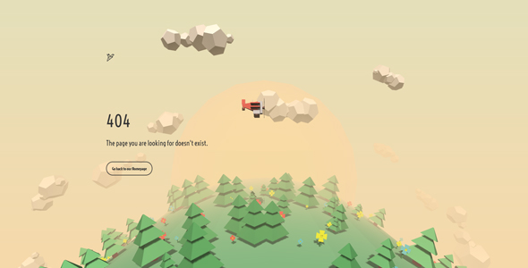 鼠标跟随飞机动画404页面模板-云模板