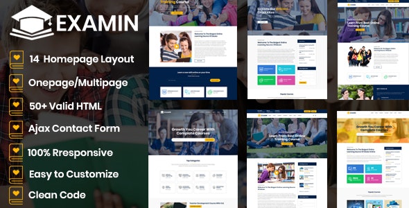 Examin - 教育培训学校补习班网站 LMS 模板