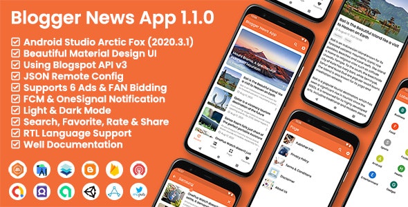 Blogger News App - Blogger API v3 新闻资讯博客 android 应用程序模板