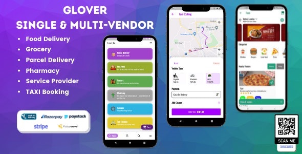 Glover – 食品百货药房快递服务提供商 + 后端 + 供应商应用程序