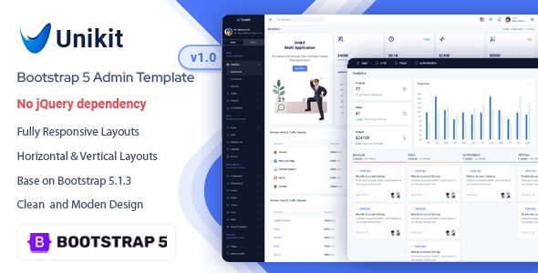 Unikit - 多应用程序管理仪表板后台模板