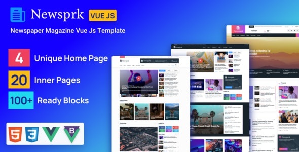 Newsprk - Vue JS 新闻杂志博客资讯网站模板