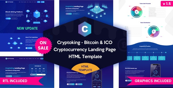 Cryptoking ICO - 比特币 ICO 加密货币区块链网站 HTML 模板