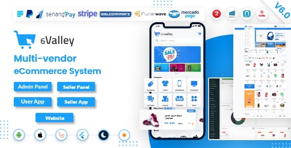 6valley - 完整的电子商务移动应用程序Web商家管理面板