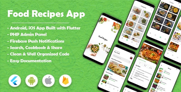 Food Recipes Flutter App - 餐饮美食 Android & iOS 应用程序