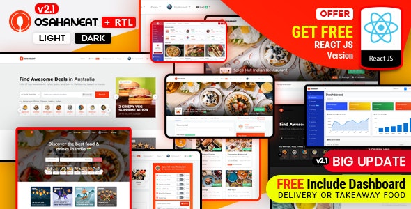 Osahan Eat - Online Food Ordering Website HTML React Template