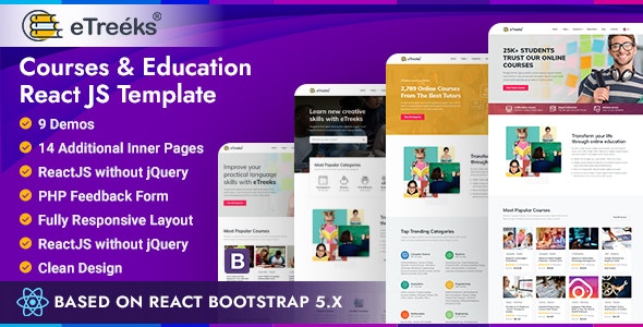 eTreeks - Online Courses & Education React JS Template