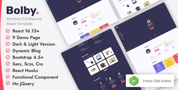 Bolby - React Personal Portfolio CV/Resume Template