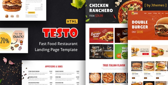 Testo - 披萨咖啡快餐餐厅响应式HTML网站模板