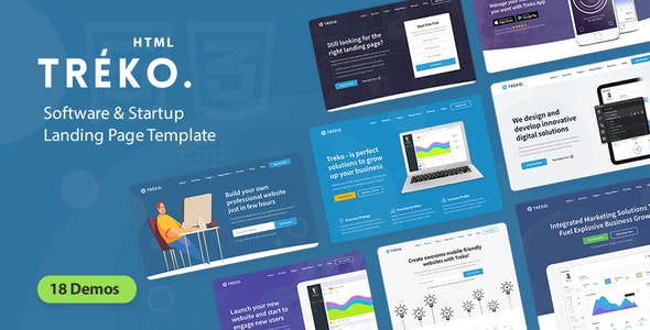 Treko - Startup and Software Landing Page template