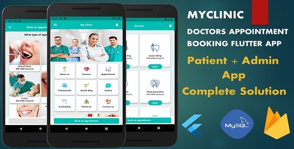 Myclinic - Doctors Appointment Booking App (Admin + Patient) | Complete Solution