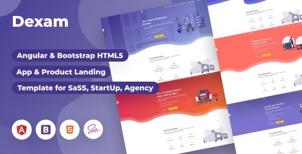 Dexam - Angular & Bootstrap 4 Html SaaS, Startup & Product Landing Page