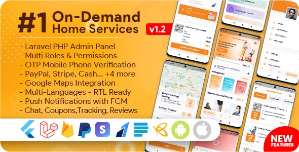 On-Demand Home Services Business Listing Handyman Booking with Admin Panel
