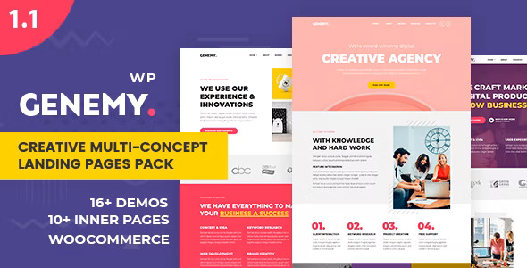 Genemy - Creative Multi Concept Landing Pages Pack With Page Builder