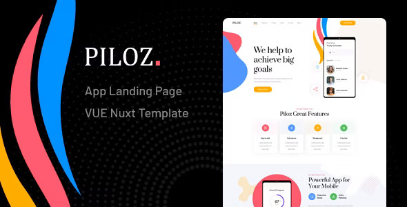 Piloz - Vue Nuxt App Landing Page Template