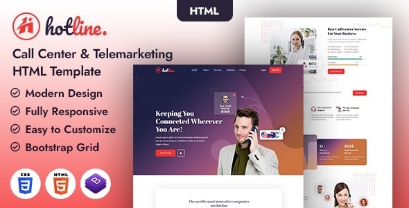 Hotline - Call Center and Telemarketing HTML Template
