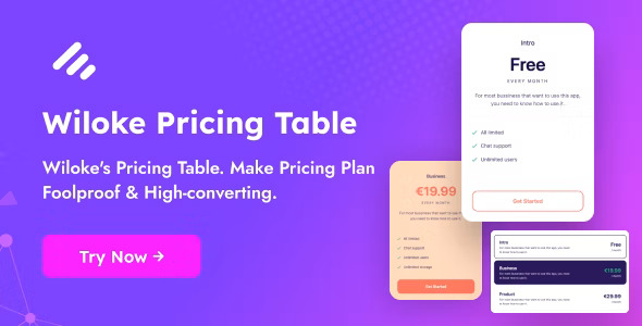 Wiloke Pricing Table Addon For Elementor - 创意可视化价格定价表插件