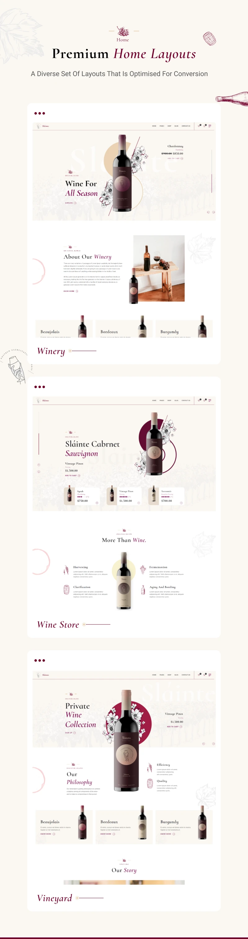 Slainte - 酒庄酒厂葡萄酒商店网站WordPress模板