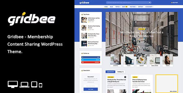 Gridbee - 博客内容分享共享网站WordPress模板
