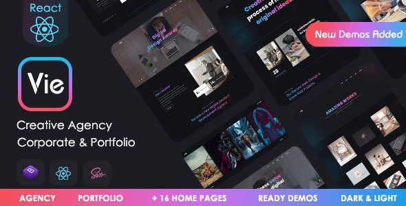 Vie - React Creative Portfolio & Agency template