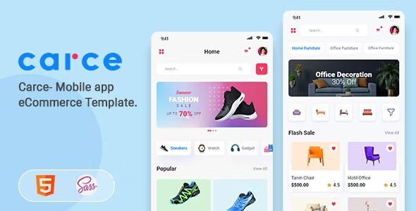 Carce - Mobile app eCommerce Template