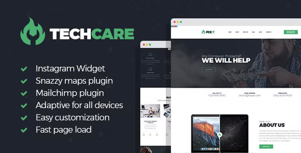 TechCare - 电子产品维修服务网站模板WordPress主题