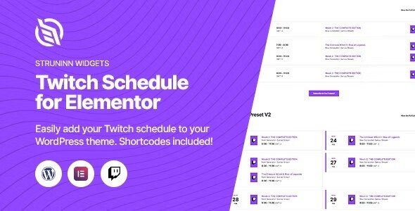 Struninn - Twitch Schedule Elementor Widget 小工具