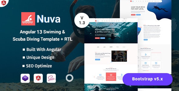 Nuva - Angular 13 潜水游泳培训网站模板