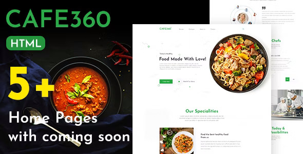Cafe360 - 餐厅咖啡厅美食网站单页HTML模板