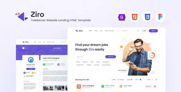 Ziro - 自由职业者开发者HTML网站模板