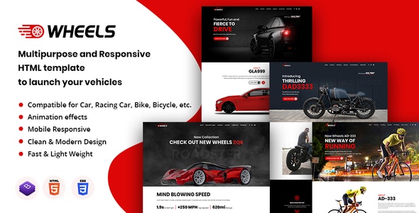 Wheels - 汽车多用途响应性网站HTML模板