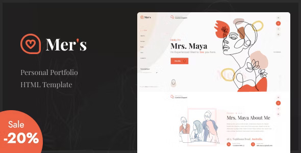 Mer's - 个人作品展示网站HTML模板