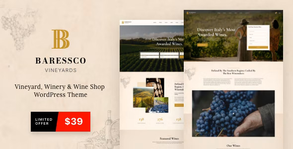 Baressco - Wine Vineyard & Winery WordPress Theme