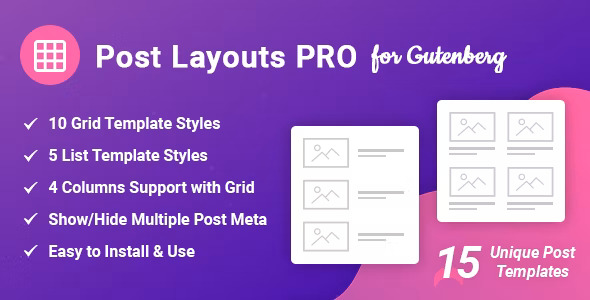 Post Layouts Pro for Gutenberg - 古腾堡文章布局编辑插件