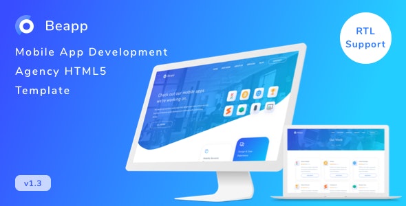 Beapp - Mobile App Development Agency HTML5 Template + RTL Support