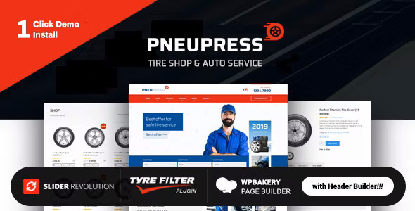 PneuPress - 轮胎店汽车维修网站模板WordPress主题