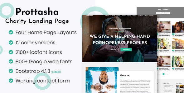 Prottasha - Bootstrap Charity Landing Page