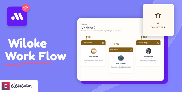 Wiloke Workflow Envy Widget for Elementor - 工作服务流程企业历程插件