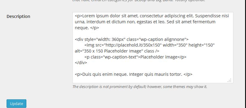 WooCommerce 分类描述里面插入HTML代码和图片