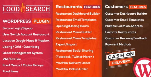 WP Food Search - Single & Multi Restaurant Menu & Food Ordering Plugin