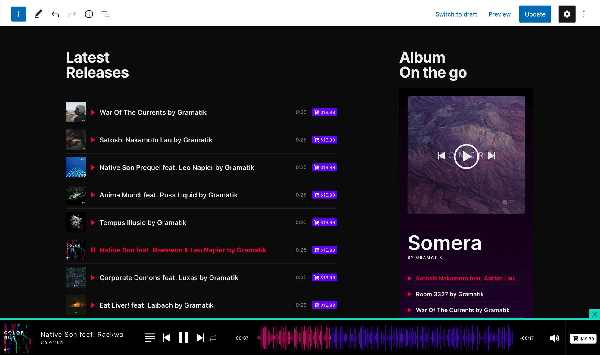 Sonaar MP3 Music Player PRO - 音乐播放器插件