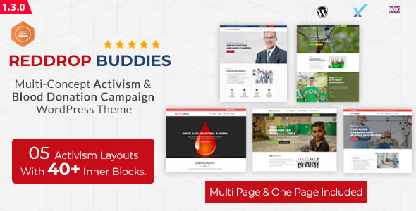 Reddrop Buddies – Multi-Concept Activism & Blood Donation Campaign WordPress Theme