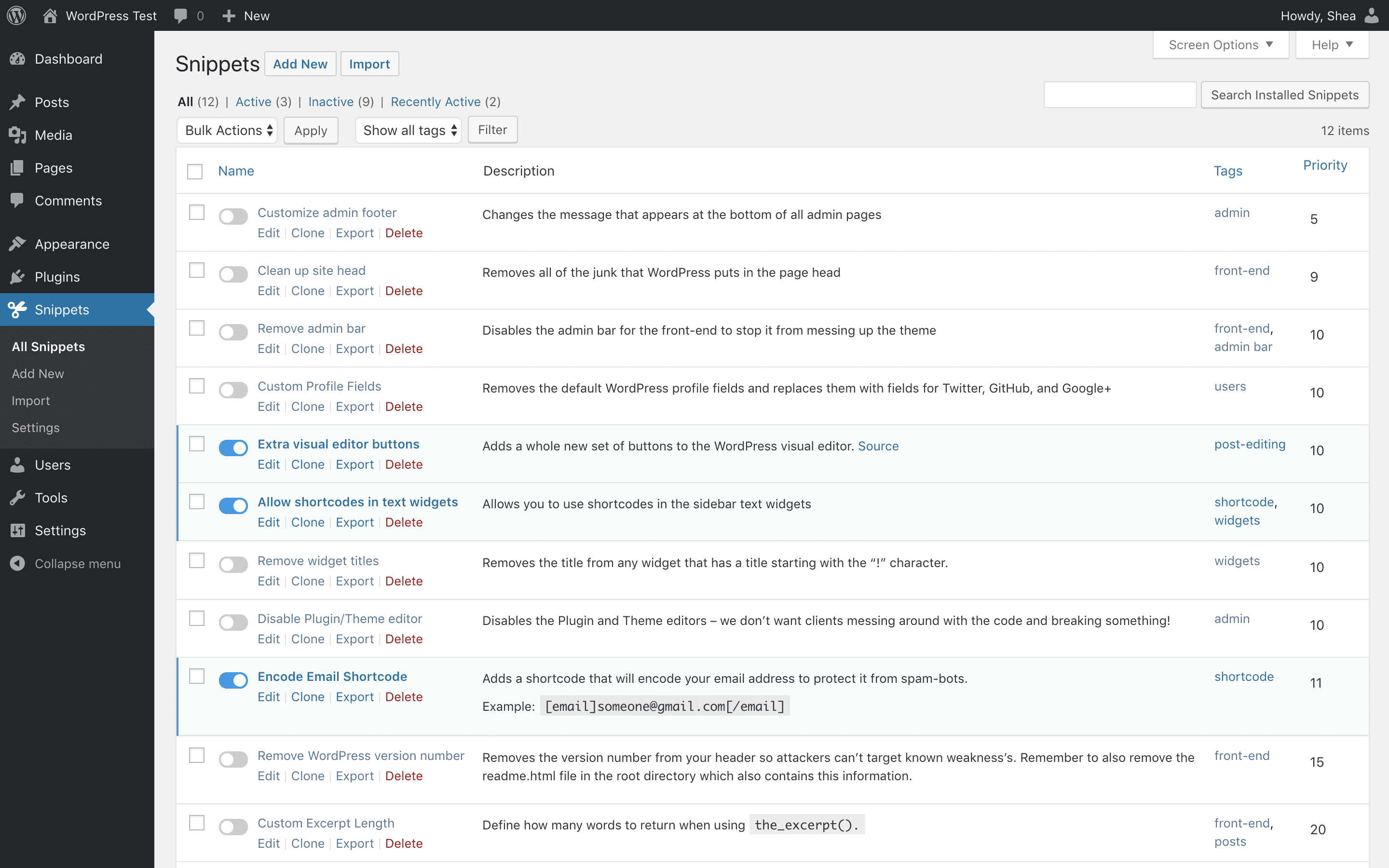 Code Snippets 安全添加函数Functions方法使用插件